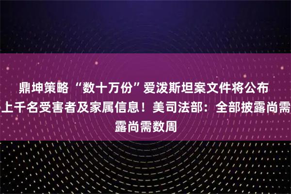 鼎坤策略 “数十万份”爱泼斯坦案文件将公布 隐去上千名受害者及家属信息！美司法部：全部披露尚需数周